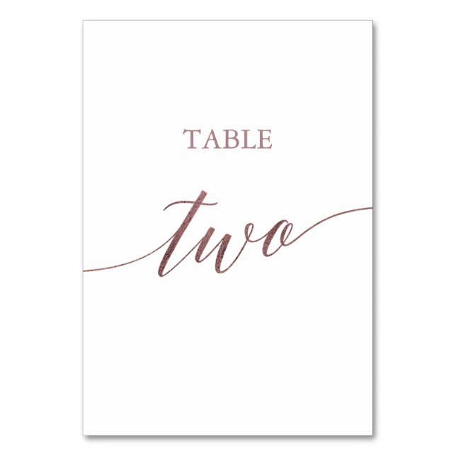 Numéro De Table Élégante calligraphie Rose en or Tableau Deux (Par défaut)