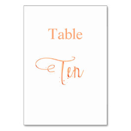 Numéro De Table Élégante calligraphie rose or table dix 10