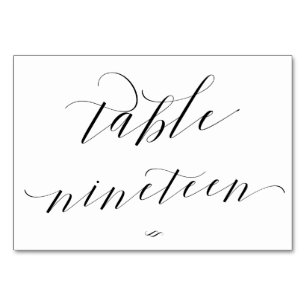 Numéro De Table Elégante Calligraphie Table Dix-neuf Réception