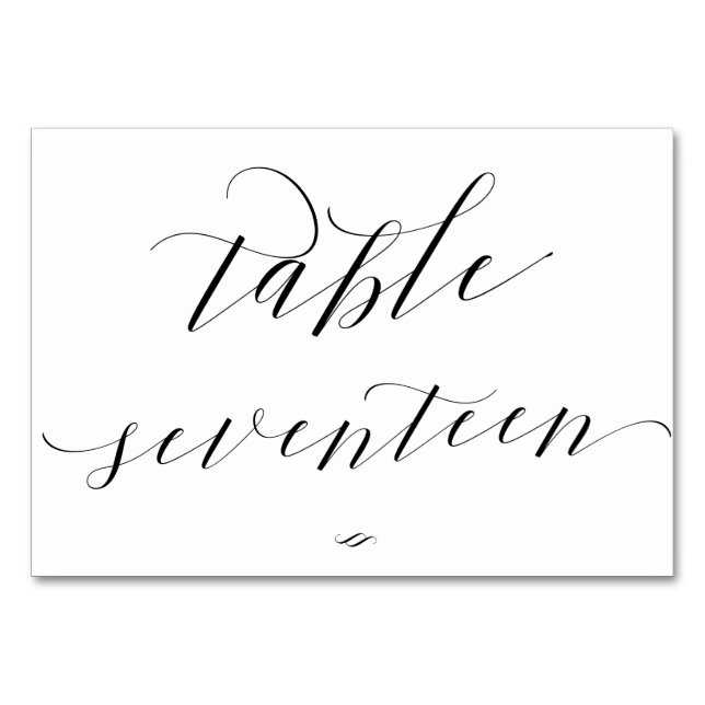 Numéro De Table Élégante calligraphie Table Dix-sept Réception (Devant)