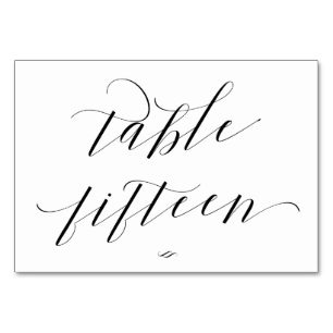 Numéro De Table Élégante calligraphie Table Quinze Réception