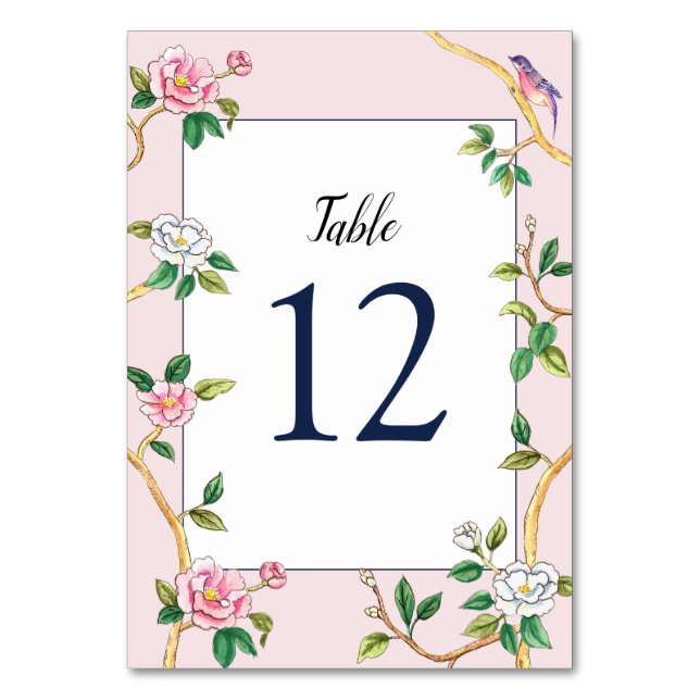 Numéro De Table Élégante Chinoiserie Floral Rose (Par défaut)