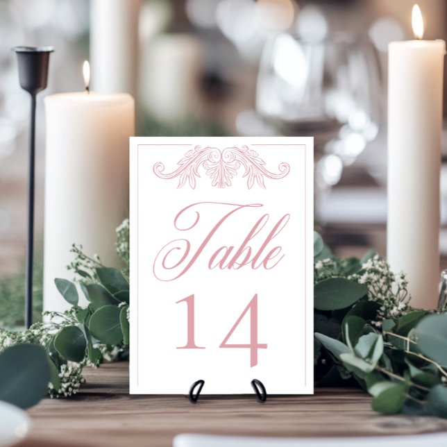Numéro De Table Élégante Chinoiserie rose Mariage de crête d'oisea (Créateur téléchargé)