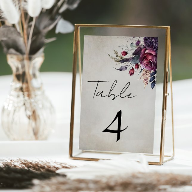 Numéro De Table Elégante couleur gothique déprimée Florale (Créateur téléchargé)