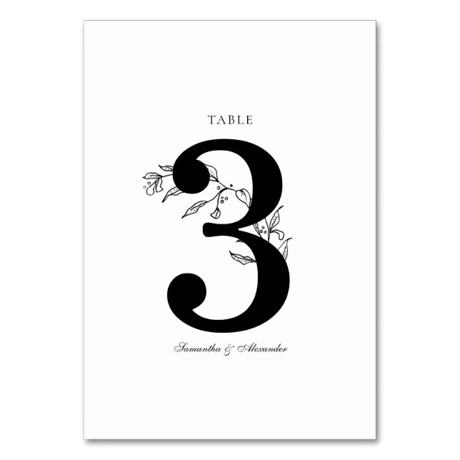 Numéro De Table Élégante crête noire et blanche (Par défaut)