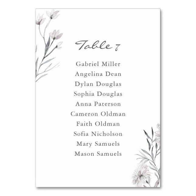 Numéro De Table Élégante fleur dessinée à la main. Tableau de sièg (Par défaut)