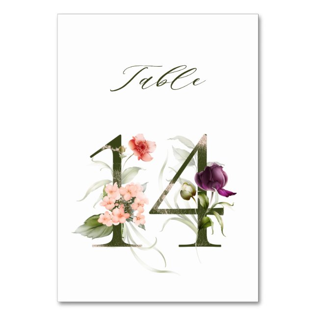 Numéro De Table Élégante florale botanique numéro 14, (Par défaut)
