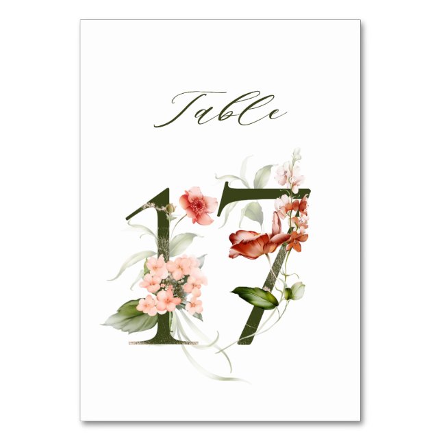 Numéro De Table Élégante florale botanique numéro 17, (Par défaut)