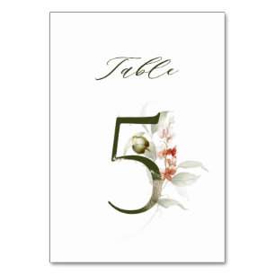 Numéro De Table Élégante florale botanique numéro 5,