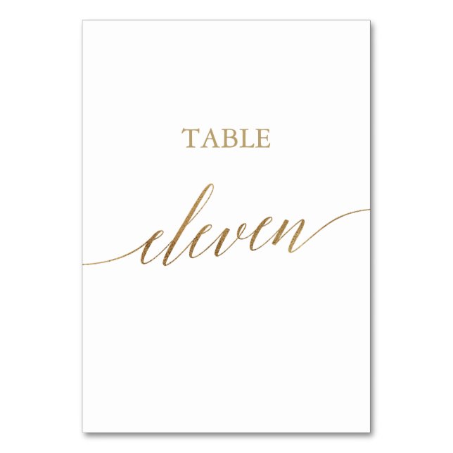 Numéro De Table Elégante Gold Calligraphy Table Onze Numéro de tab (Par défaut)
