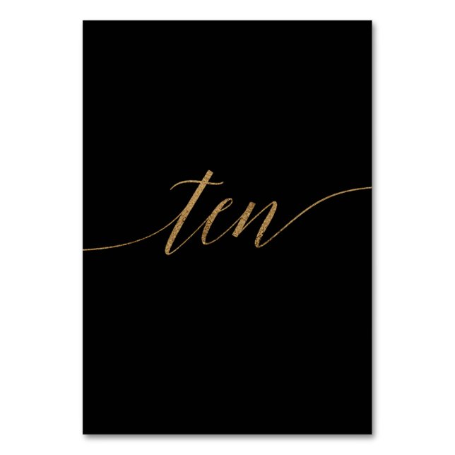 Numéro De Table Élégante Gold Noir Calligraphie Dix Numéro de tabl (Par défaut)