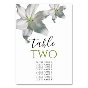 Numéro De Table Élégante Lys blancs Mariages Nom d'hôte