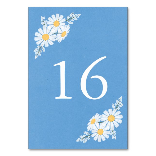 Numéro De Table Elégante marguerite florale blanche sur Mariage bl (Par défaut)