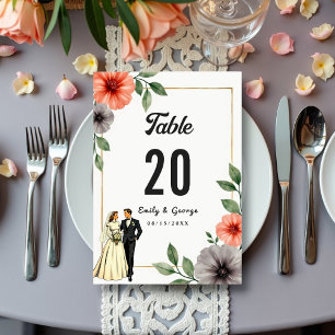 Numéro De Table Élégante Mariée De Cadre Floral Et Mariage Chic Gr