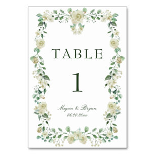 Numéro De Table Élégante Mariée Fleurie Blanche de Verdure