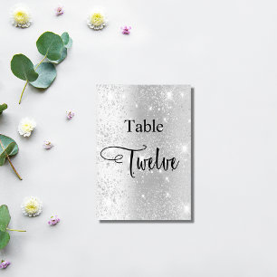 Numéro De Table Élégante parties scintillant argentée calligraphie