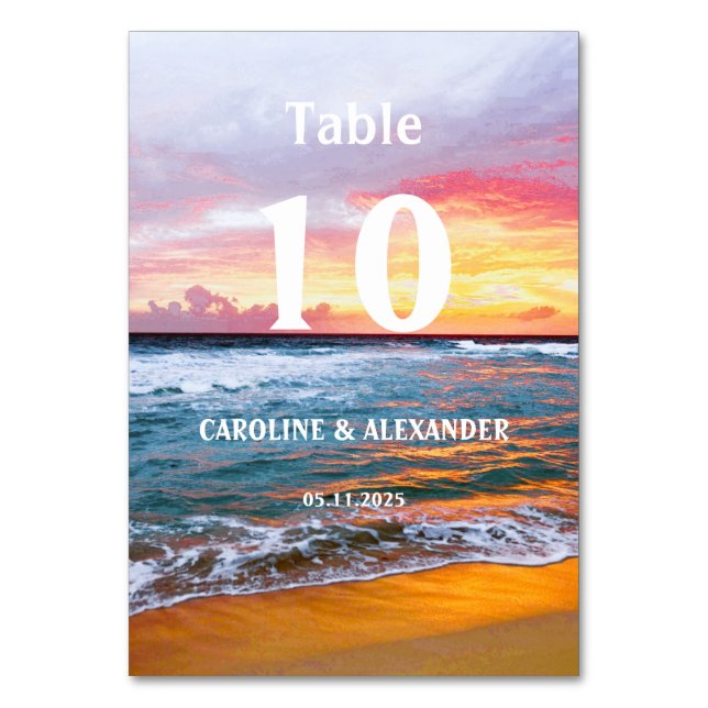 Numéro De Table Elégante plage tropicale du coucher de soleil d'ét (Par défaut)