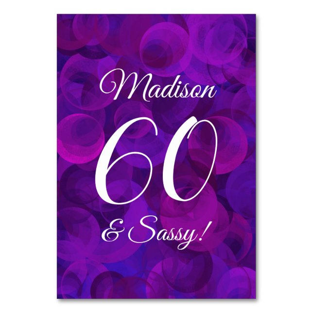 Numéro De Table Elégante Purple 60 & Sassy Anniversaire Party (Par défaut)