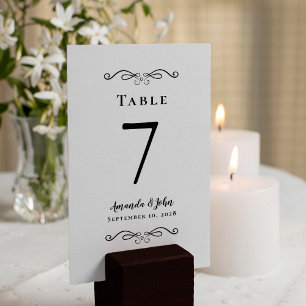Numéro De Table Élégante Réception de mariage Calligraphie noir bl