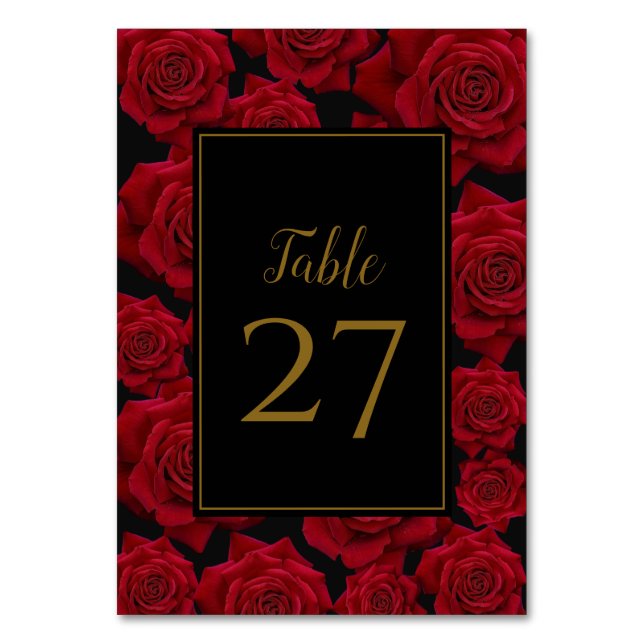 Numéro De Table Élégante Rose rouge - Mariage (Par défaut)