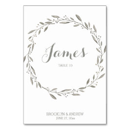 Numéro De Table Elégante table de mariage Place Card Floral Grey
