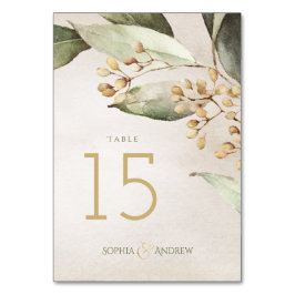 Numéro De Table Elégante verdure botanique vintage mariage rustiqu