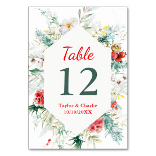 Numéro De Table Elégante verdure Florale Mariage d'hiver