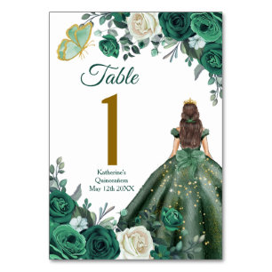 Numéro De Table Emerald Green Robe Quinceañera Couronne Anniversai