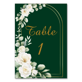 Numéro De Table Emerald Winter Elegant Gold Floral Wedding