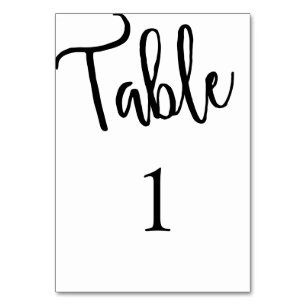 Numéro de table en calligraphie. Mariage moderne.