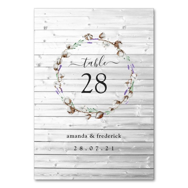 Numéro de table en coton rustique lavande (Par défaut)