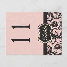 Numéro de table en damassé rose et gris Blush rect