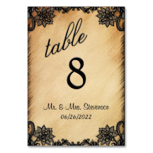Numéro de table en dentelle rustique 