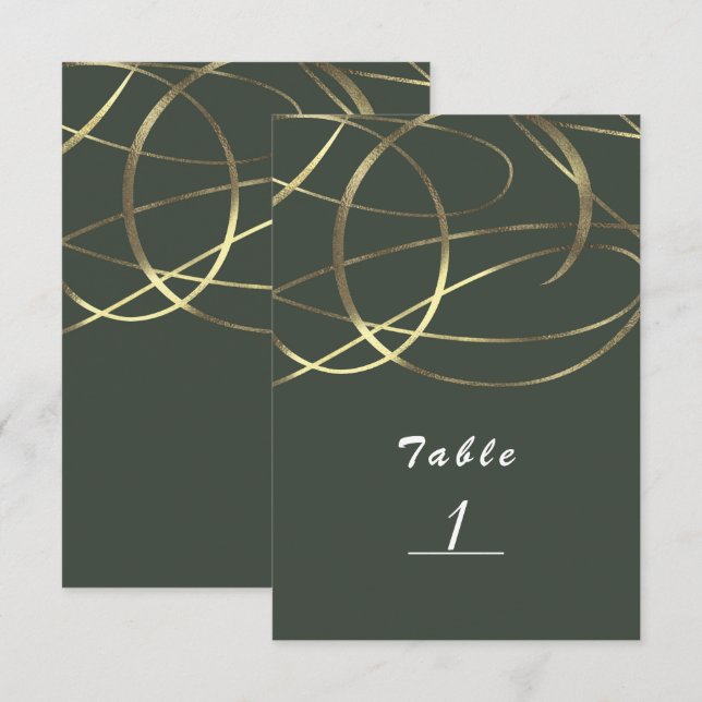 Numéro de table en faux feuille Olive Army Green & (Devant / Derrière)