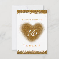 Numéro de table en forme de cœur Sweet 16 avec écl