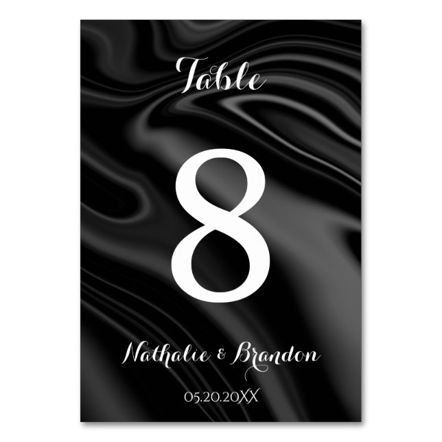 Numéro de table en liquide noir élégant (Par défaut)