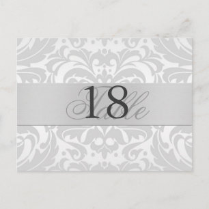 Numéro de table en métal argenté Damas blanc PostC