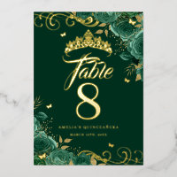 Numéro de table en or Rose verte tourbillonnante Q