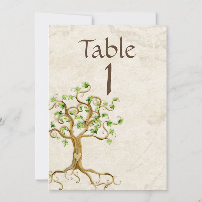 Numéro de table en vélin de tan de racine d'arbre  (Dos)