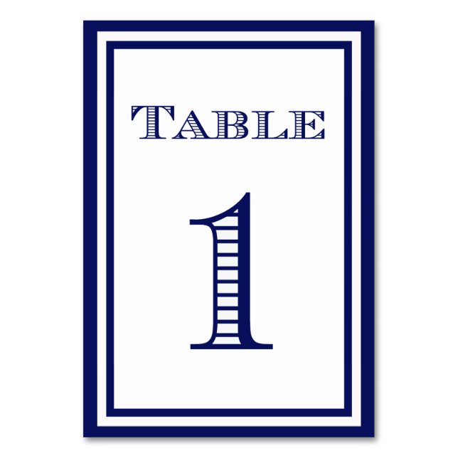 Numéro de table encadrée bleu marine simple Carte  (Dos)