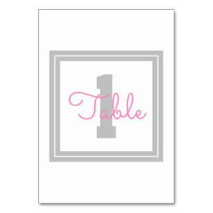 Numéro de table encadrée Gris clair et rose