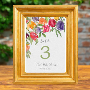 Numéro De Table Enchanter les tulipes de jardin et le Baby shower