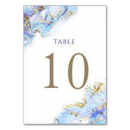 Numéro De Table encre bleu aquarelle Numéro de tableau 10