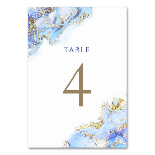 Numéro De Table encre bleue d'aquarelle Tableau Numéro 4