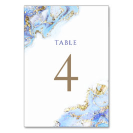 Numéro De Table encre bleue d'aquarelle Tableau Numéro 4