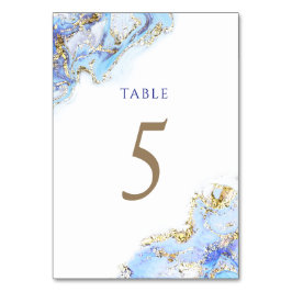Numéro De Table encre bleue d'aquarelle Tableau Numéro 5
