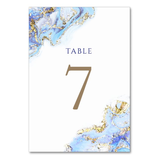 Numéro De Table encre bleue d'aquarelle Tableau Numéro 7 (Par défaut)