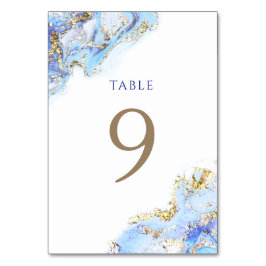 Numéro De Table encre bleue d'aquarelle Tableau Numéro 9