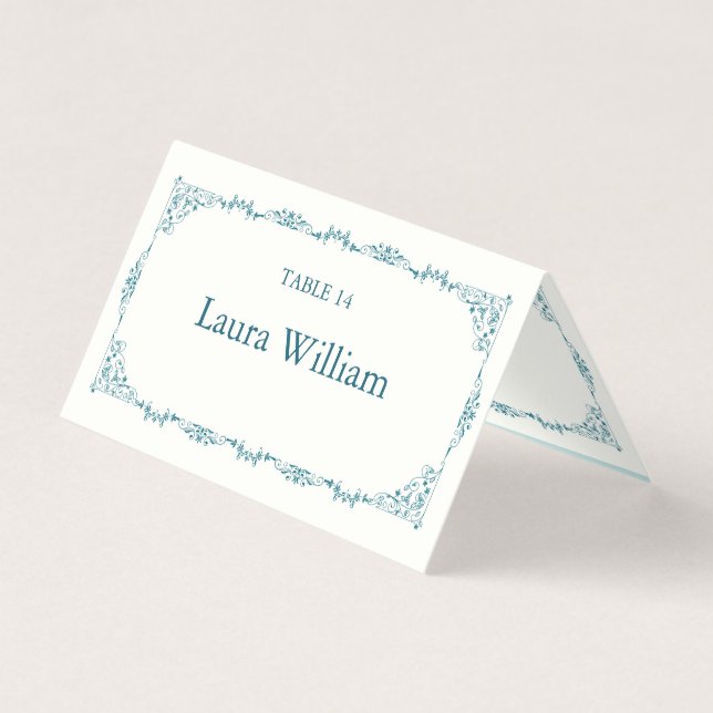 Numéro de table et nom de l'invité floral turquois (Front)