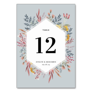 Numéro De Table Etanchéité Dusty Fleur sauvage Mariage botanique T